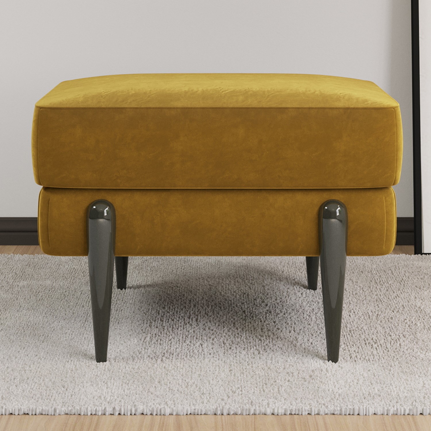 Photo of Small mustard velvet footstool - rosie