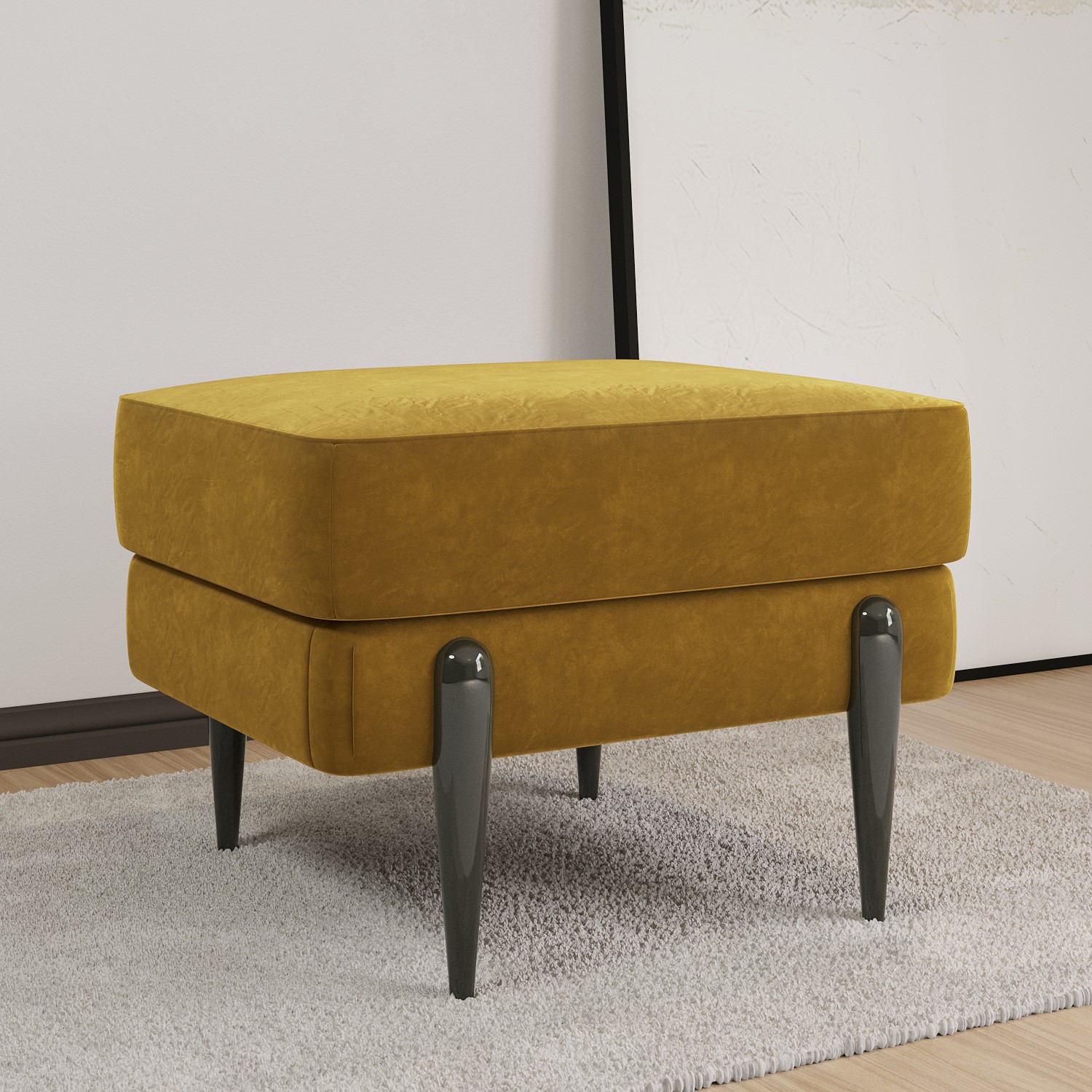 Mustard yellow deals velvet footstool