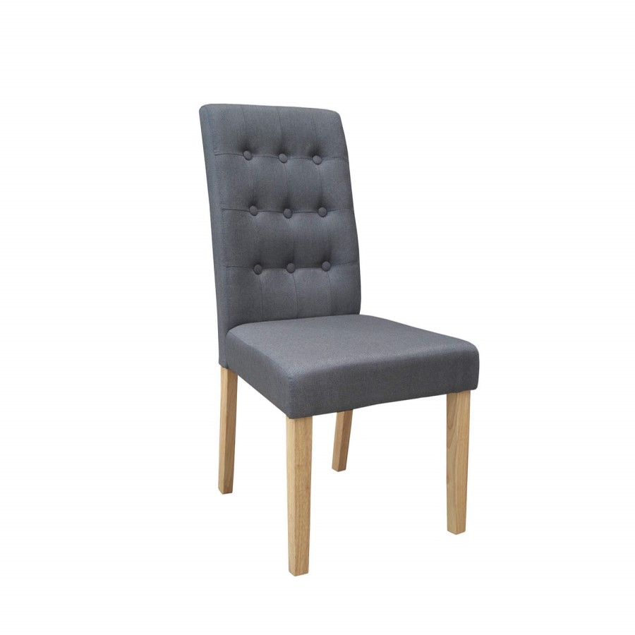 Pair of Dining Chairs in Grey with Button Back - Roma