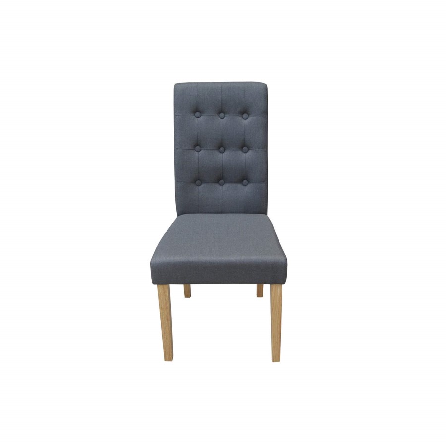 Pair of Dining Chairs in Grey with Button Back - Roma