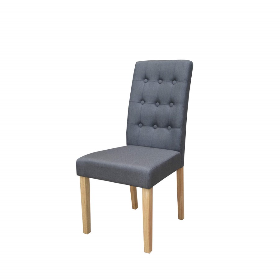 Pair of Dining Chairs in Grey with Button Back - Roma