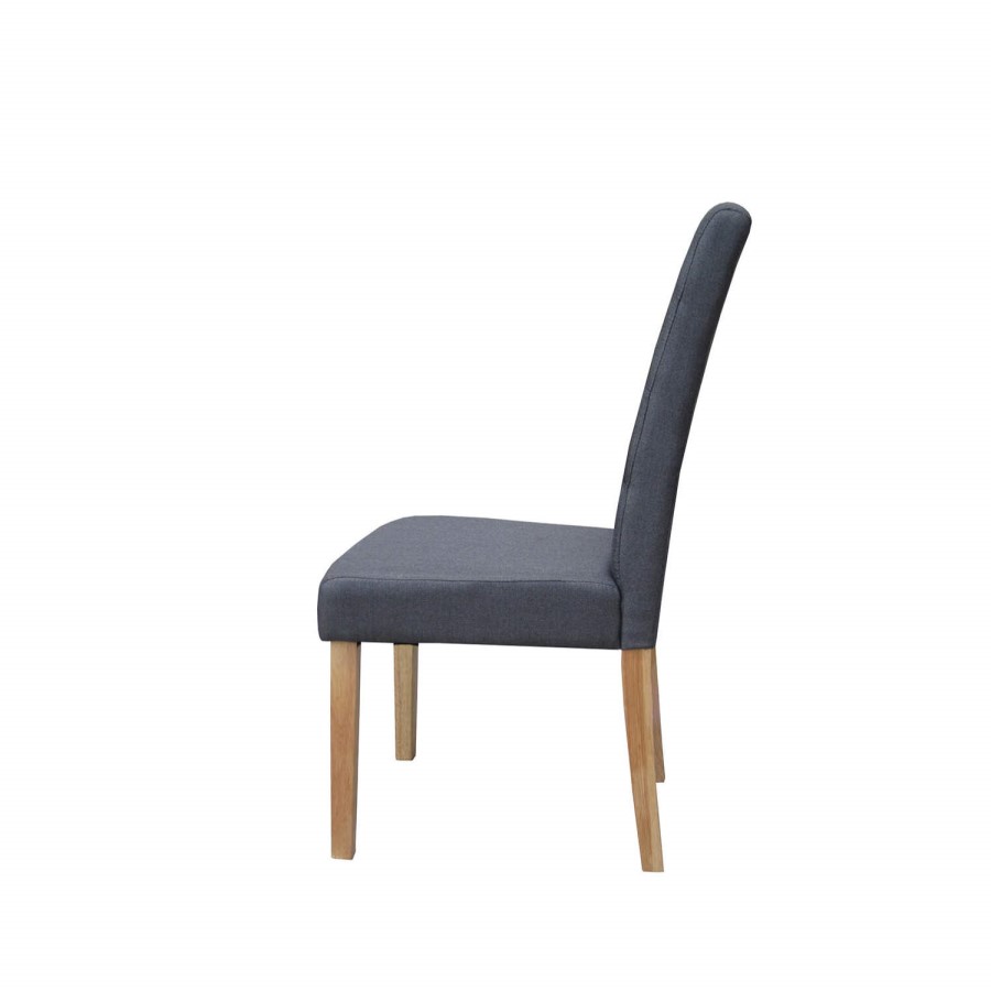 Pair of Dining Chairs in Grey with Button Back - Roma