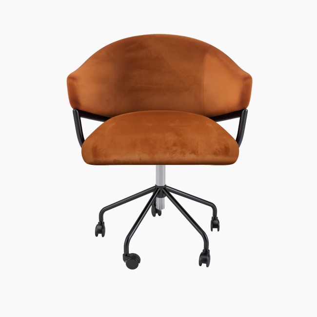 ALMOST PERFECT - Orange Velvet Swivel Office Chair - Ronnie