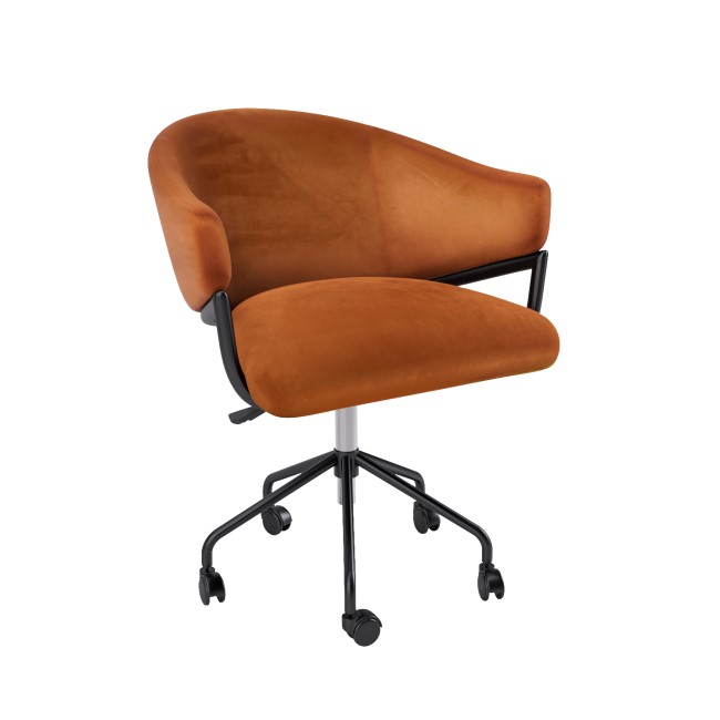 ALMOST PERFECT - Orange Velvet Swivel Office Chair - Ronnie