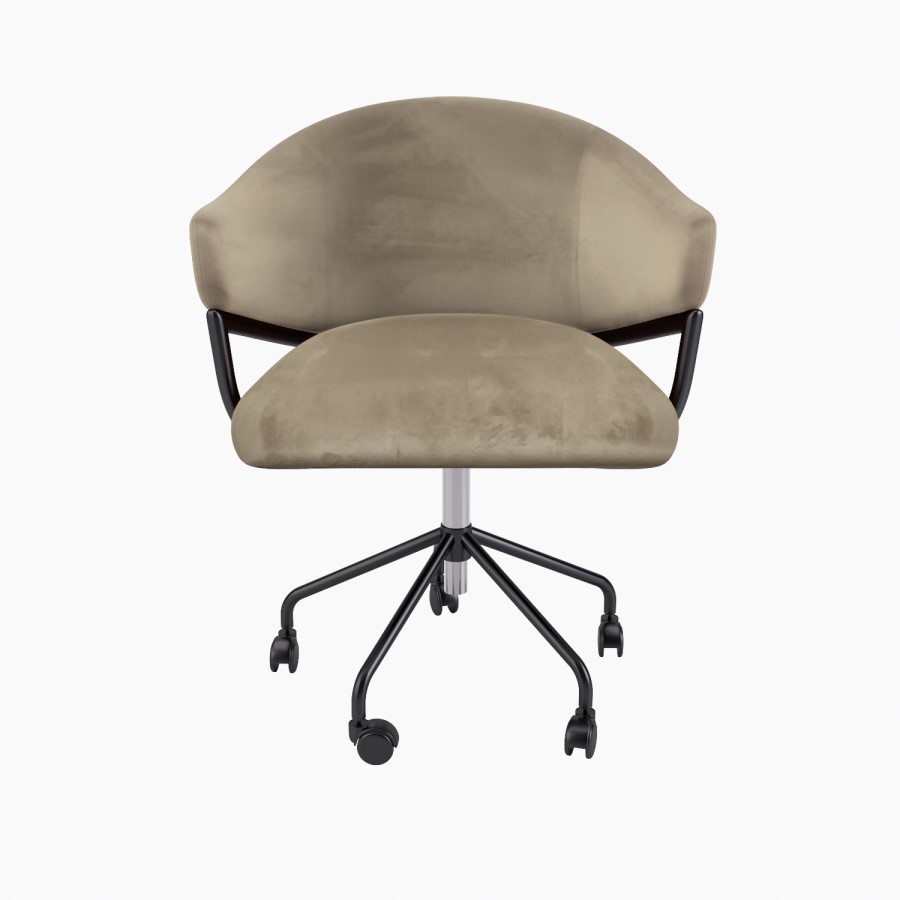 Beige Velvet Swivel Office Chair - Ronnie
