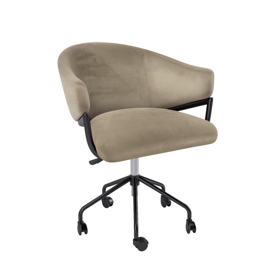 Beige Velvet Swivel Office Chair - Ronnie