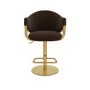 Brown Velvet Adjustable Swivel Bar Stool with Gold Base - Ronnie