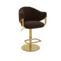 Brown Velvet Adjustable Swivel Bar Stool with Gold Base - Ronnie