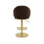 Brown Velvet Adjustable Swivel Bar Stool with Gold Base - Ronnie
