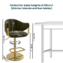 ONLY OPENED - Olive Green Velvet Adjustable Swivel Bar Stool with Gold Base - Ronnie