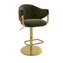 Set of 2 Olive Green Velvet Adjustable Swivel Bar Stools with Gold Base - Ronnie
