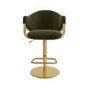 ONLY OPENED - Olive Green Velvet Adjustable Swivel Bar Stool with Gold Base - Ronnie