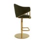 Set of 2 Olive Green Velvet Adjustable Swivel Bar Stools with Gold Base - Ronnie