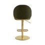 ONLY OPENED - Olive Green Velvet Adjustable Swivel Bar Stool with Gold Base - Ronnie