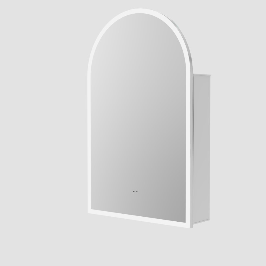 Single Door Chrome Bathroom Mirror Cabinet with Lights, Demister & Shaver Socket 500 x 800mm - Empire