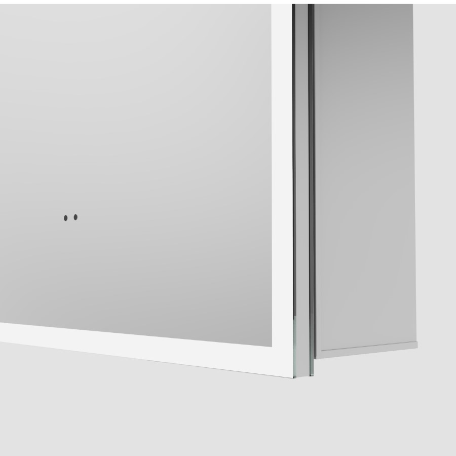 Single Door Chrome Bathroom Mirror Cabinet with Lights, Demister & Shaver Socket 500 x 800mm - Empire