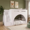 ROS001 White Bunk Bed with Stairs and Storage - Rossa