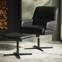 Black Faux Leather Recliner Office Chair with Footrest - Rowan