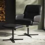 Black Faux Leather Office Chair with Footrest - Rowan