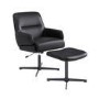 Black Faux Leather Office Chair with Footrest - Rowan