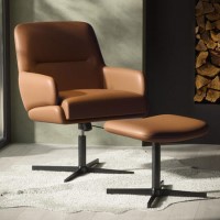 Tan Faux Leather Recliner Office Chair with Footrest - Rowan