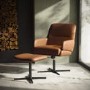 Tan Faux Leather Recliner Office Chair with Footrest - Rowan