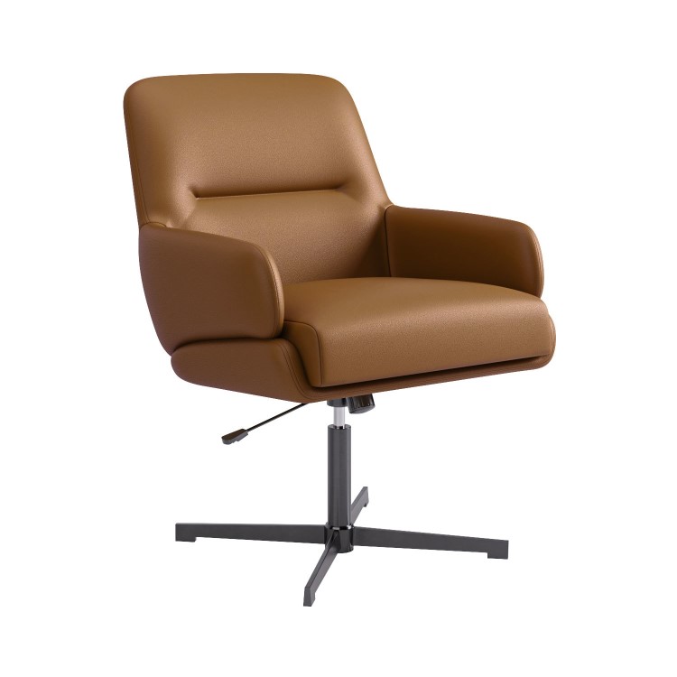 Tan Faux Leather Recliner Office Chair with Footrest - Rowan