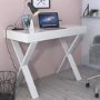 White Gloss Desk with Crossed Legs and Drawer - Roxy