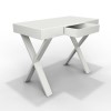 White Gloss Desk with Crossed Legs and Drawer - Roxy