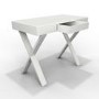 White Gloss Desk with Crossed Legs and Drawer - Roxy