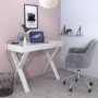 White Gloss Desk with Crossed Legs and Drawer - Roxy