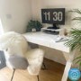 White Gloss Desk with Crossed Legs and Drawer - Roxy