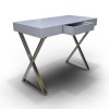 Grey Gloss Office Desk with Drawer - Roxy