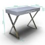 Grey Gloss Office Desk with Drawer - Roxy