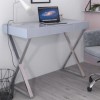 GRADE A2 - Grey Gloss Office Desk with Drawer - Roxy