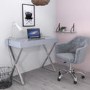 Grey Gloss Office Desk with Drawer - Roxy