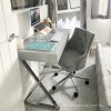 GRADE A2 - Grey Gloss Office Desk with Drawer - Roxy