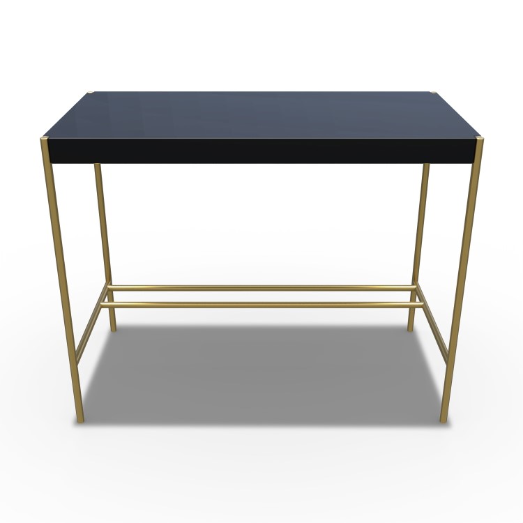 Modern Black Gloss Office Desk - Roxy