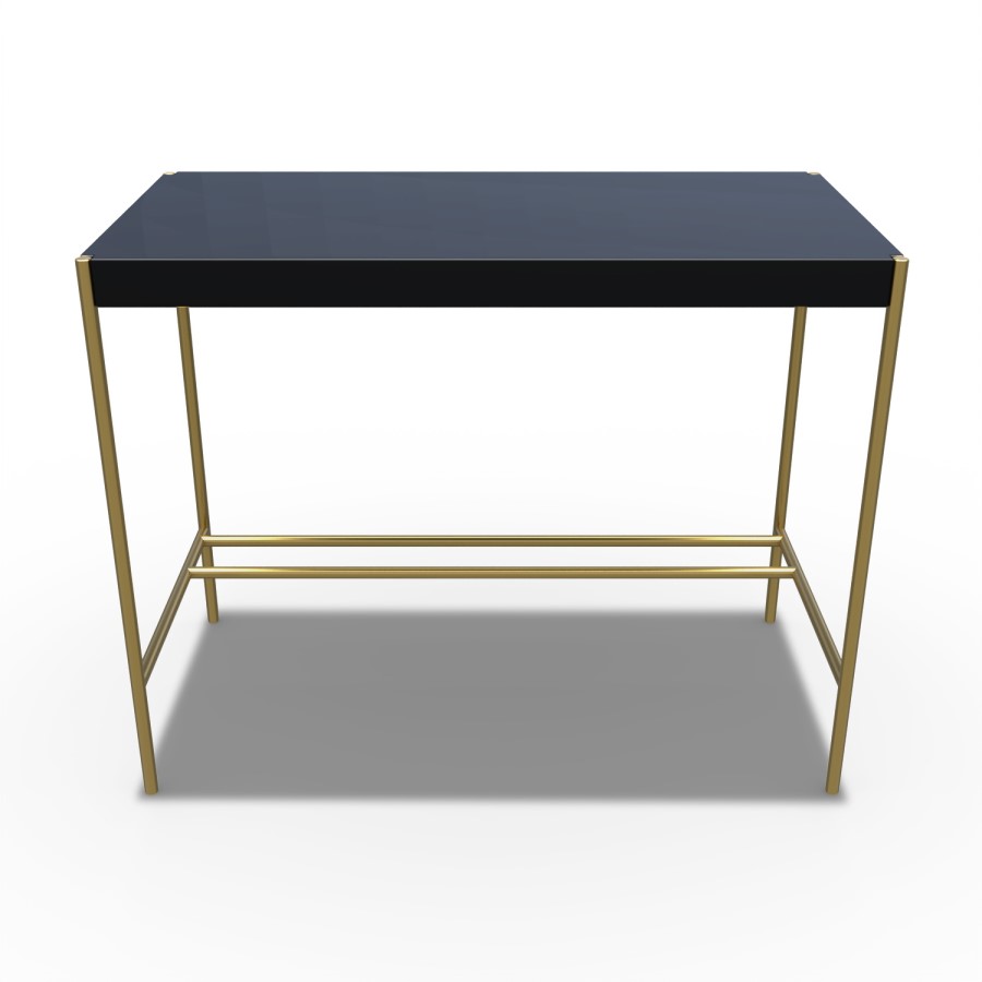 GRADE A2 - Modern Black Desk with Gold Legs - Roxy