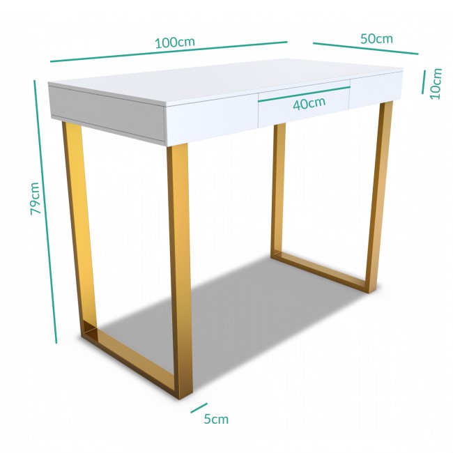 Modern White Desk with Gold Legs - Roxy