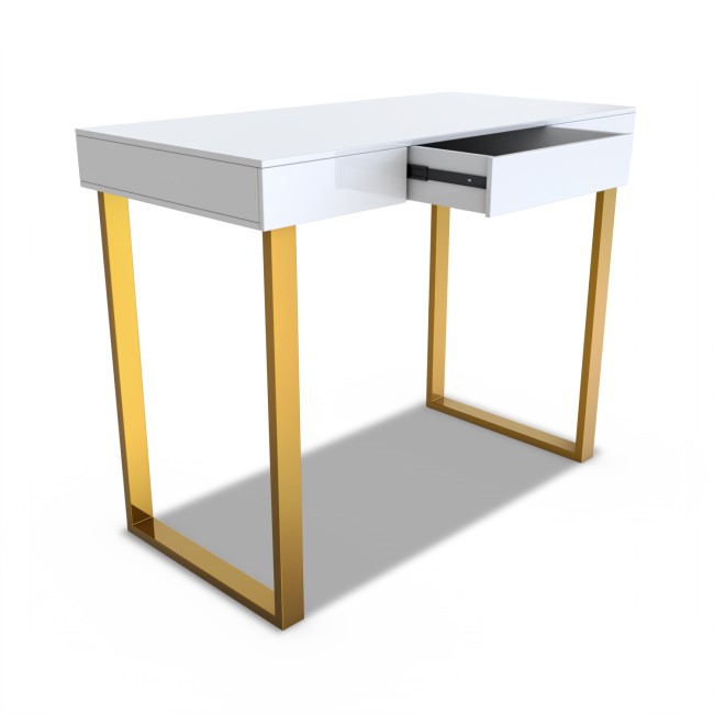 Modern White Desk with Gold Legs - Roxy