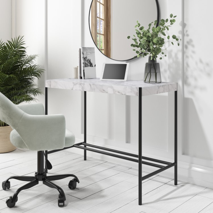 White Marble Effect Desk - Roxy