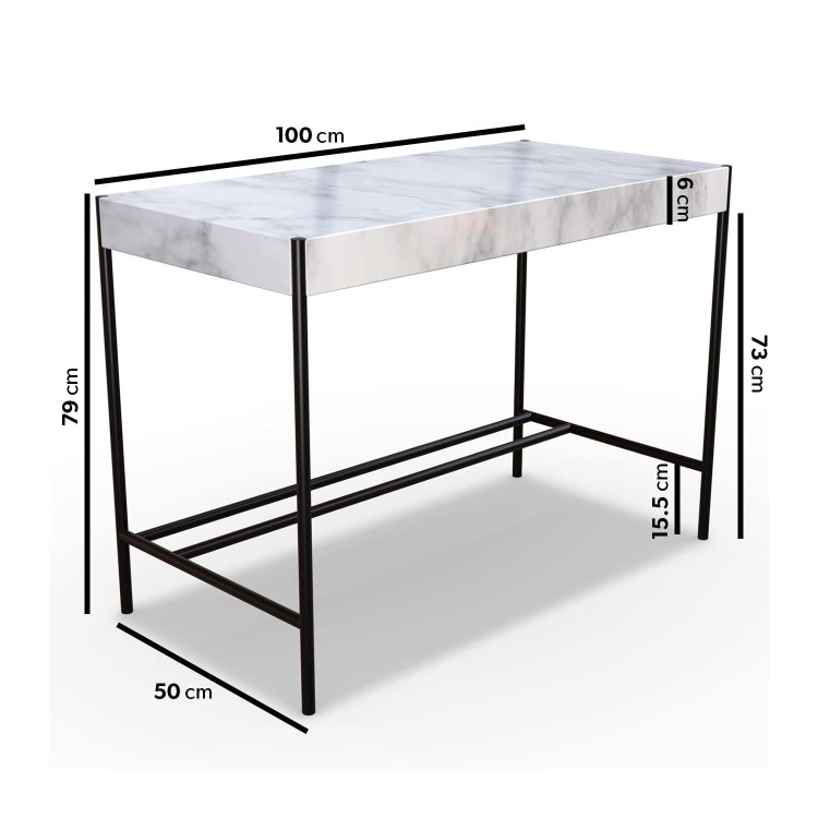 White Marble Effect Desk - Roxy