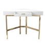 GRADE A1 - White Gloss Corner Desk with Gold Legs - Roxy