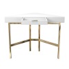 GRADE A2 - White High Gloss Corner Desk with Gold Legs and Drawer - Roxy
