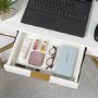 White Gloss Corner Desk with Storage Drawer - Roxy