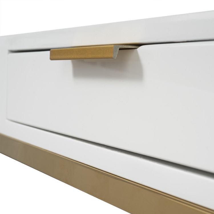 White Gloss Corner Desk with Storage Drawer - Roxy