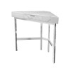 GRADE A1 - White Marble Corner Office Desk with Chrome Legs &amp; Drawer - Roxy