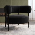 ROY002 Black Velvet Curved Armchair - Romy