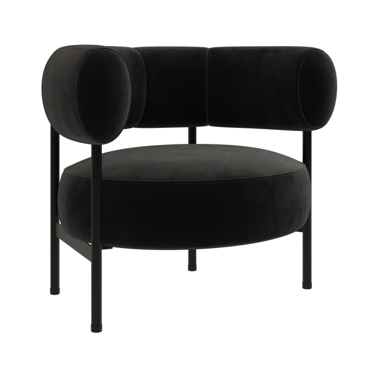 ONLY OPENED - Black Velvet Curved Armchair - Romy